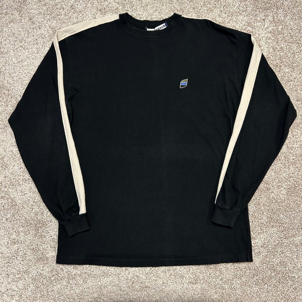 Vintage Stussy Long Sleeve Shirt Men Size Large Made In USA Black Logo Skater - Picture 2 of 9